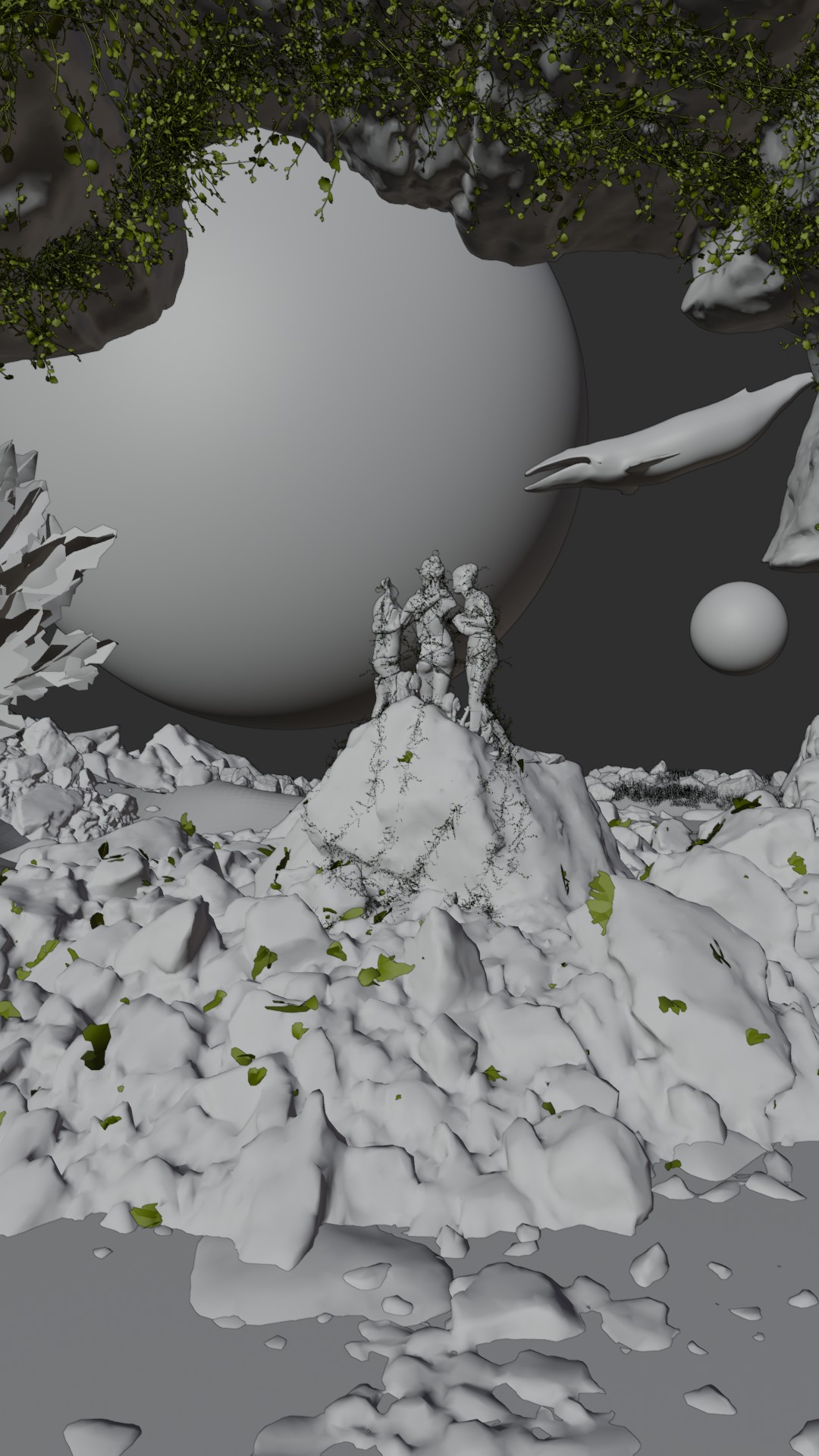 Featured artwork by Fares — clay/wireframe